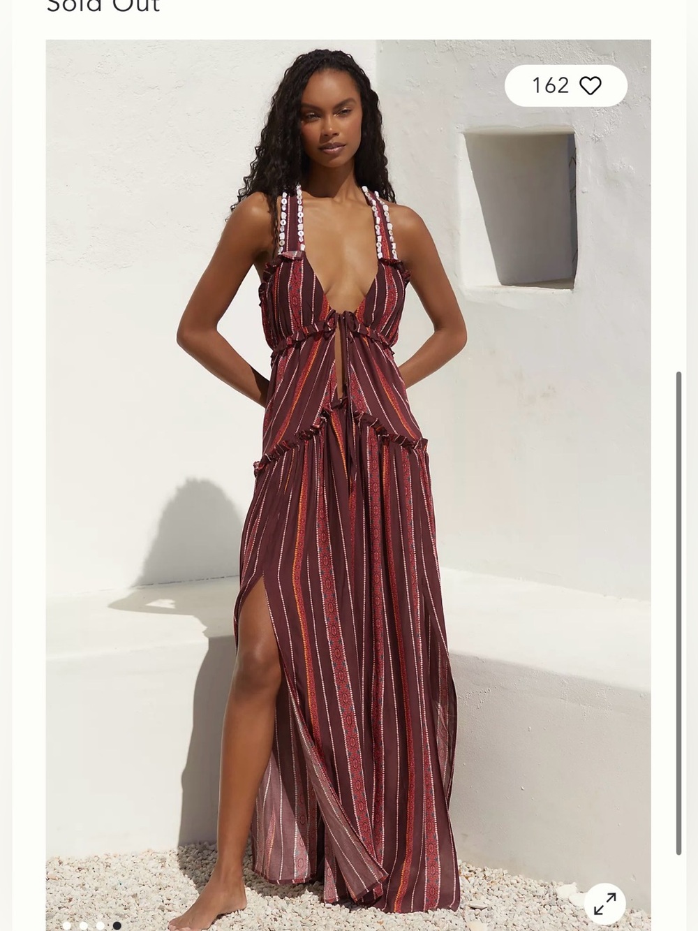 Anthropologie maroon striped v neck maxi dress M